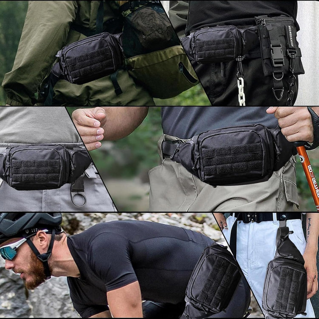 Tactical Fanny Pack for Men,800D Oxford Fabric Fanny Pack for Men,Fanny Packs Man for Hiking Climbing,Fishing,Cycling,Hunting,Adjustable Conceal Carry Tactical Fanny Packs(Black)