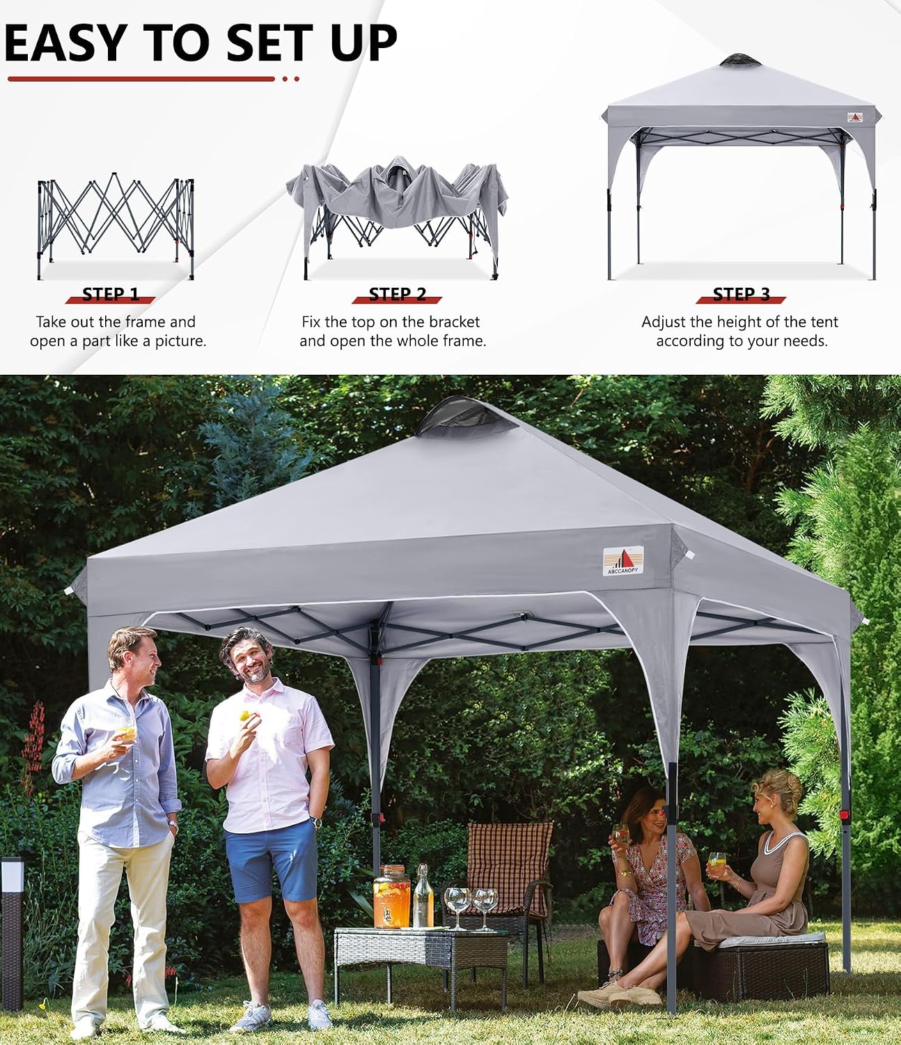 ABCCANOPY 8x8 Pop up Canopy Tent Instant Outdoor Shelter, Gray