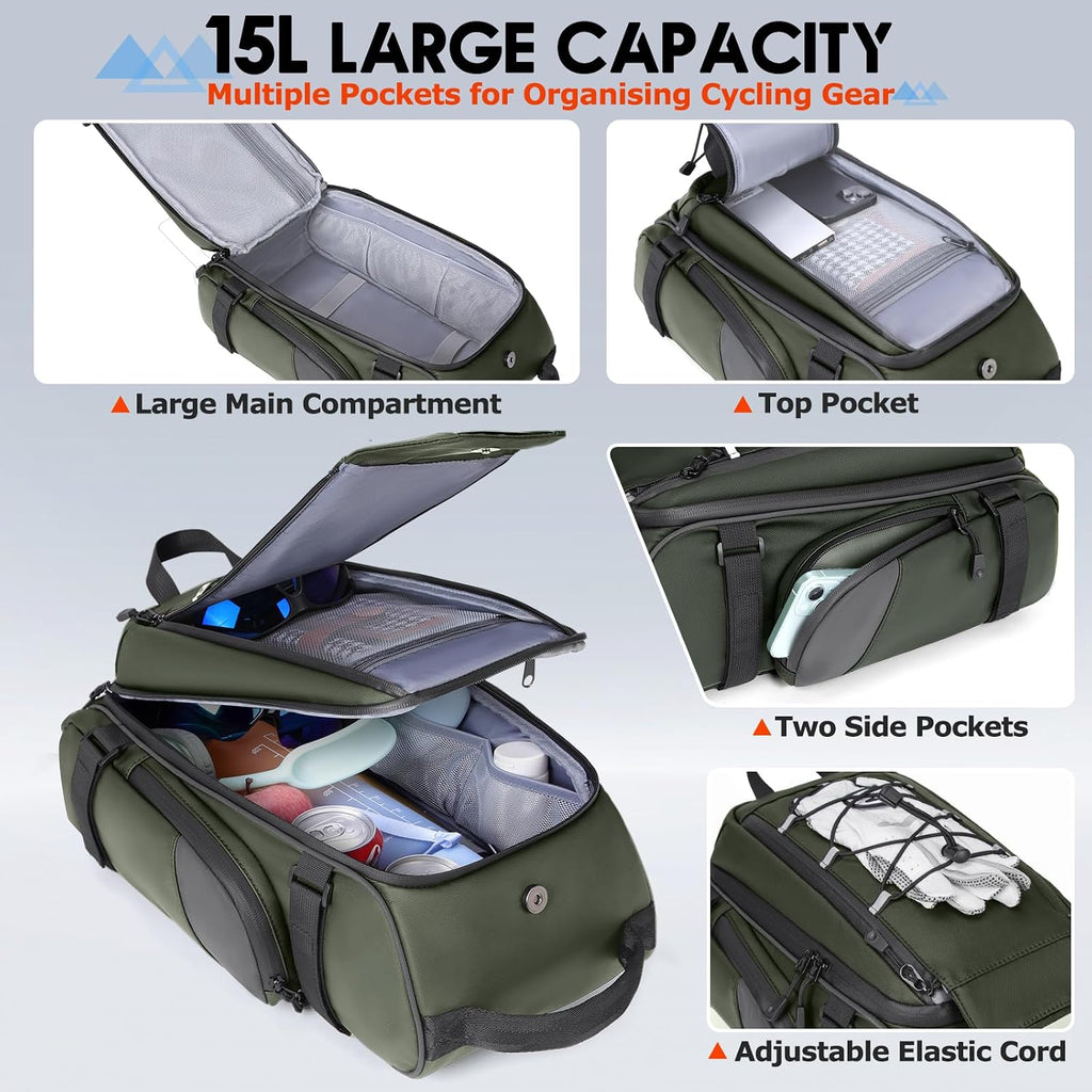 RAINSMORE Bike Bag for Bicycle Rear Rack 15L Waterproof Ebike Trunk Bag