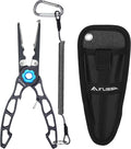 FLISSA Fishing Pliers, Safety Lock Design Fish Pliers Saltwater, Aluminum Hook Remover, Titanium 6Al-4V Jaw and Tungsten Carbide Line Cutters, Sheath & Lanyard, Fishing Gear Gifts for Men