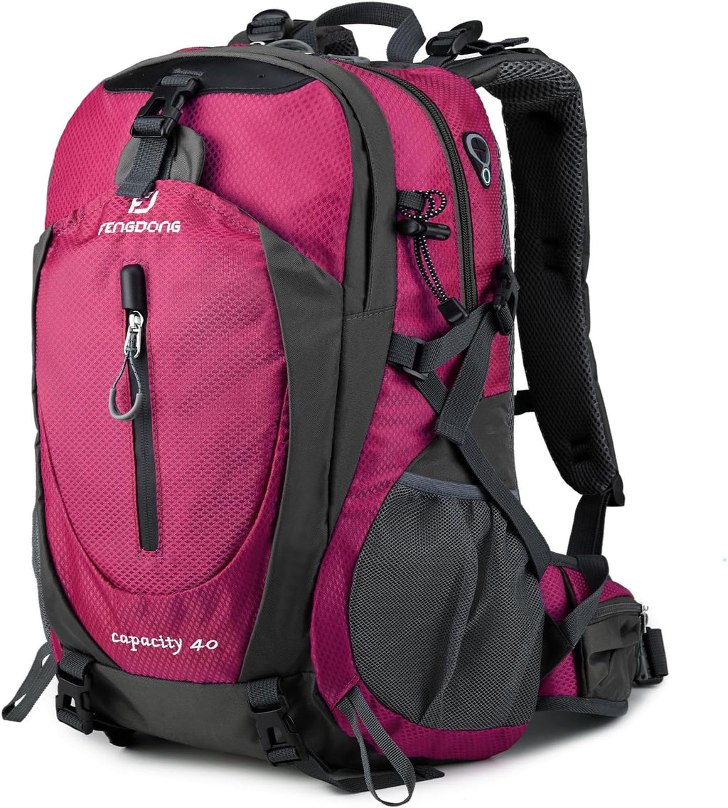FENGDONG 40L Waterproof Lightweight Outdoor Daypack Hiking,Camping,Travel Backpack for Women Men Purple