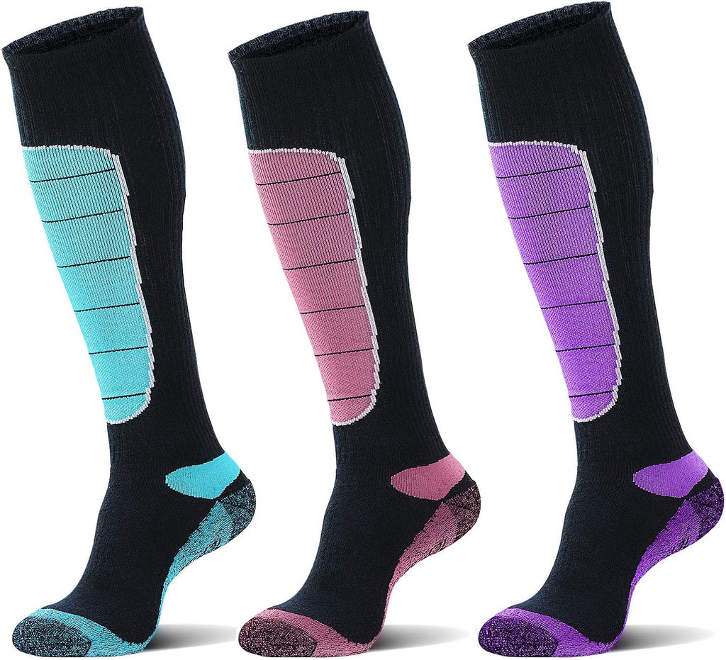 Hylaea Unisex Knee High Merino Wool Ski Snowboard Socks, Cushioning & Warm
