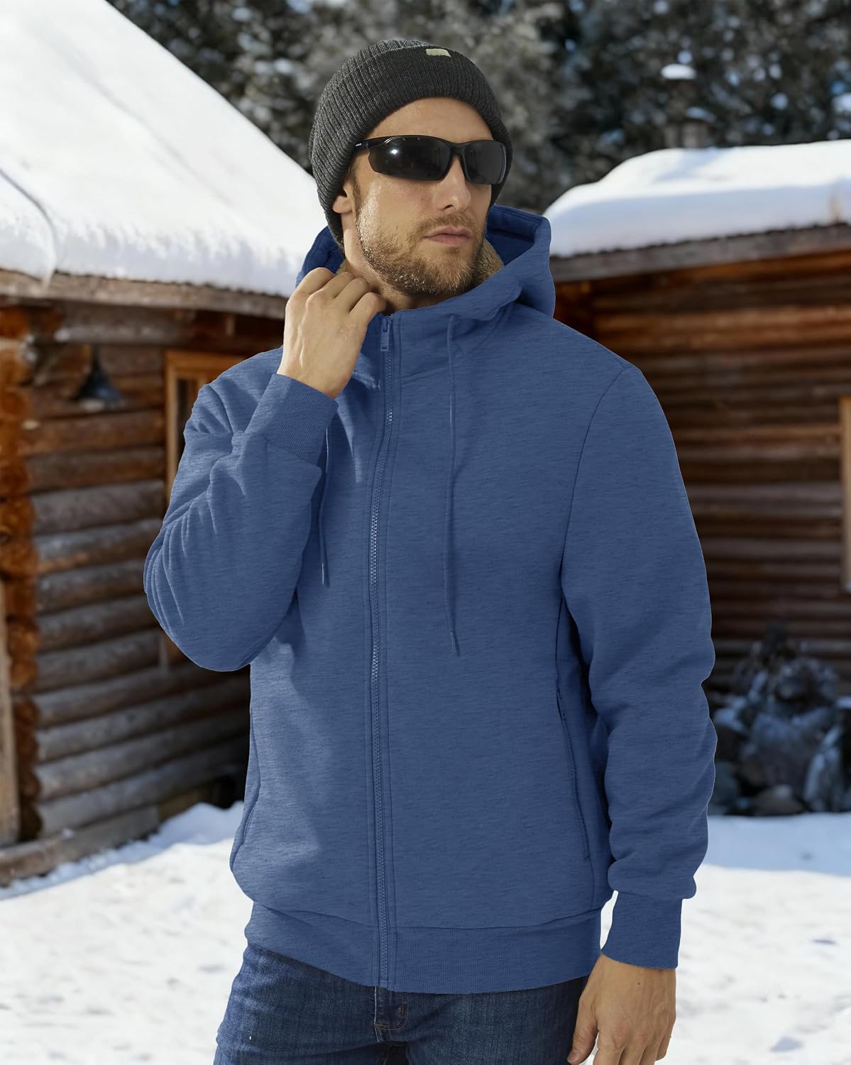 Boladeci Men's Sherpa Fleece Lined Hoodie Zip Up Heavyweight Winter Jacket