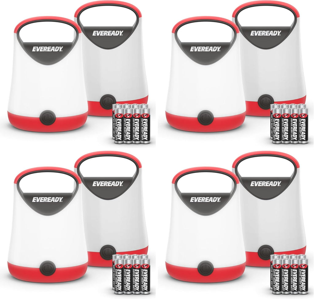 Eveready LED Camping Lantern X-250 (2-Pack), Super Bright Tent Lights, Rugged Water Resistant LED Lanterns, 100 Hour Run-time (Batteries Included), Black