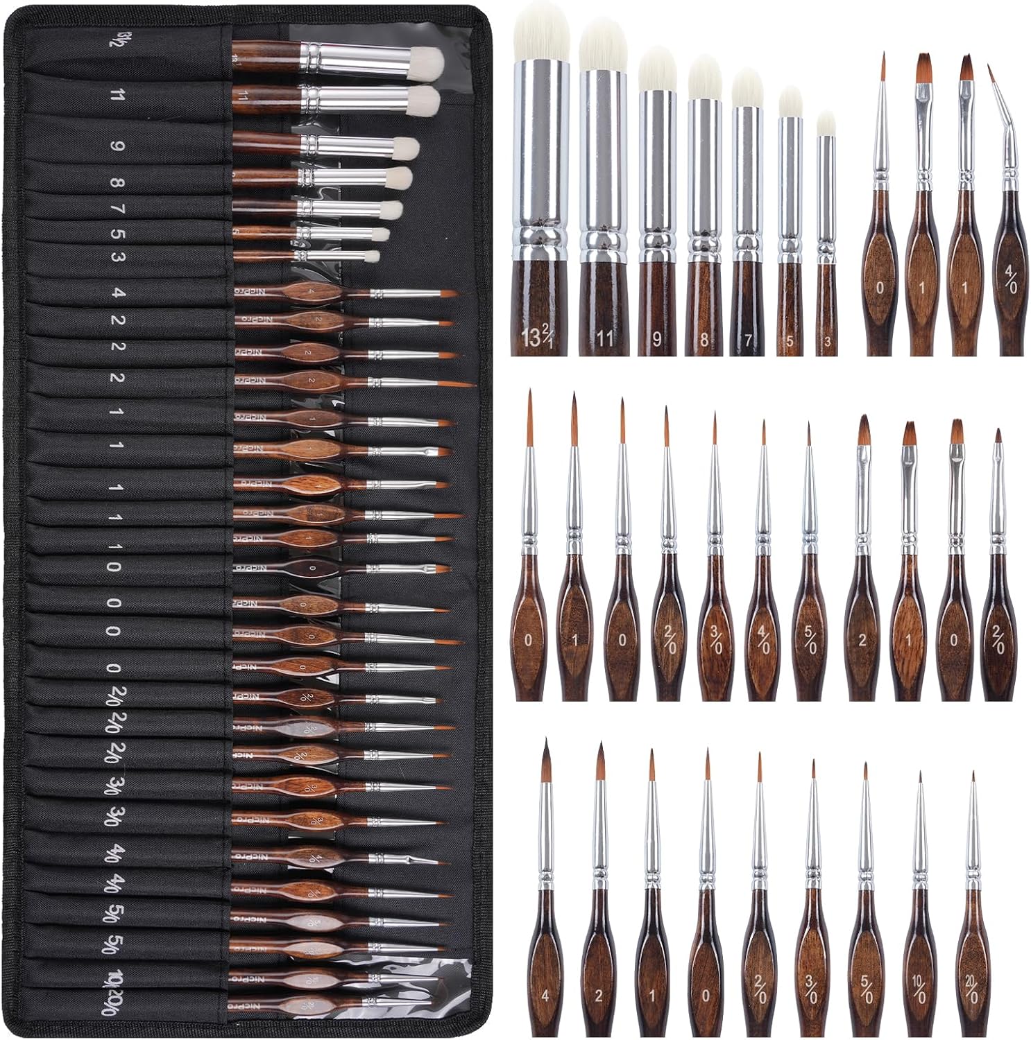 Nicpro Miniature Paint Brushes - 11PCS Model Paint Brush Set for Acrylic Oil Watercolor, Micro Detail Paint Brushes for Model, Miniature, Art Painting, Fine Detailing, Paint by Numbers, Craft
