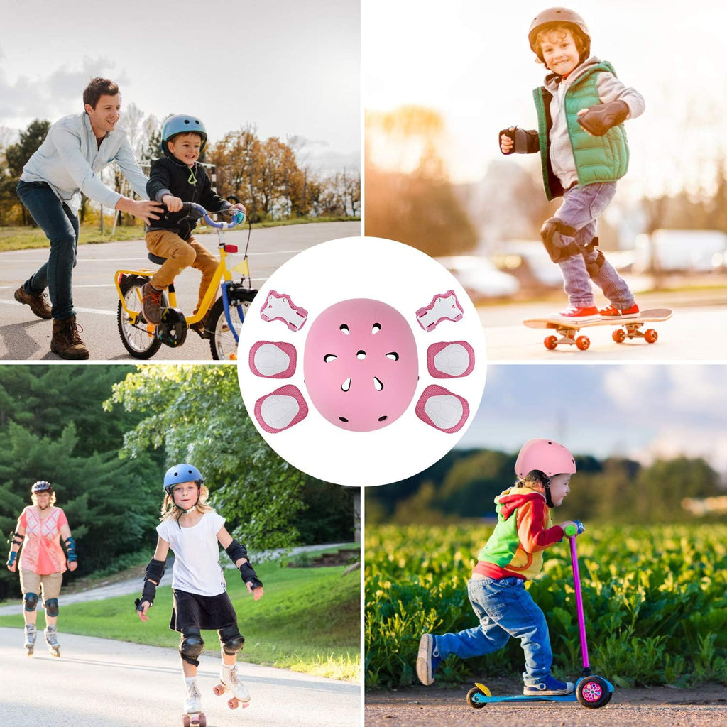 WayEee Kids Bike Helmet Set Knee Pads Adjustable Protective Gear, 3-14 Age
