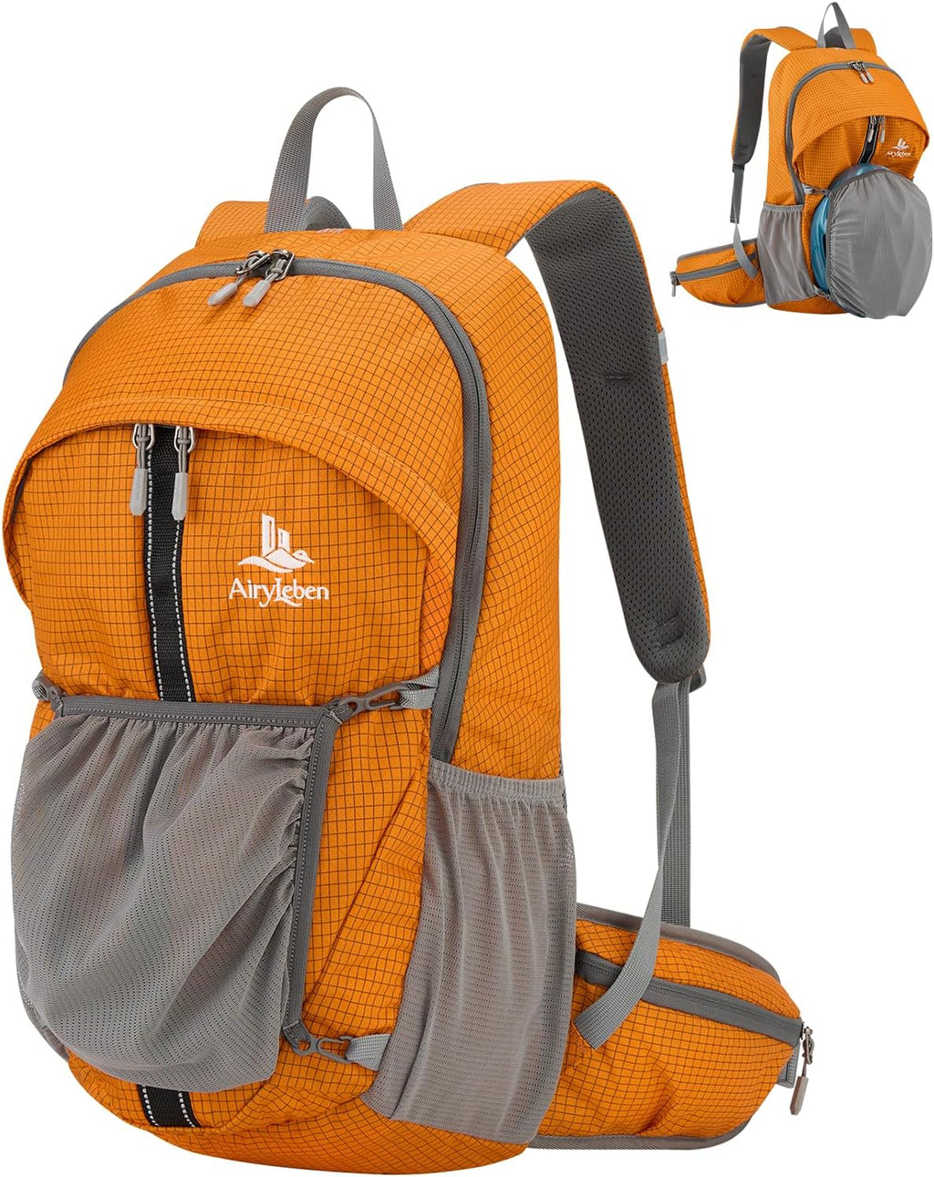 25L Hiking Backpack with Helmet Holder and Rain Cover, Lightweight Camping Travel Day pack Cycling Backpack for Women Men (Orange)