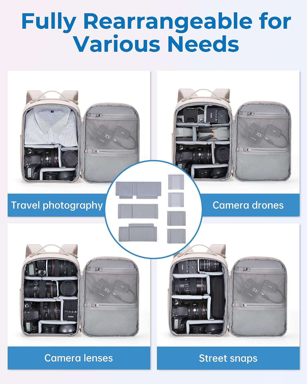 BAGSMART 2 in 1 Camera Backpack for DSLR, Fits 12.9" iPad, Olive Green