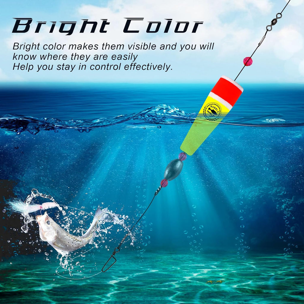 Fishing Floats Rigs Popping Corks for Saltwater Rattle Weighted Bobbers Fishing Tackle (4pcs, 5 in, Green), set03