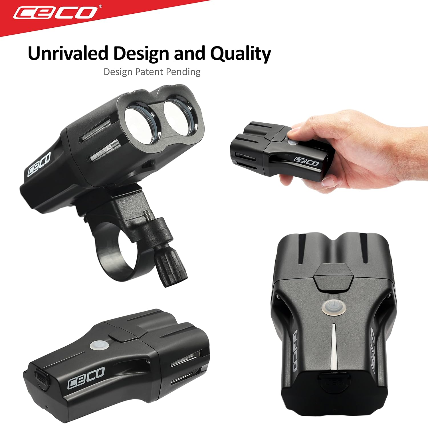 CECO USA 2000 Lumens Super Bright Bike Light Front, IP67 Waterproof, FL-1 Impact Resistant, USB Rechargeable, Battery Life, Great for Commuter Road Cyclist e-Bike Mountain Bikers, Dual Beam