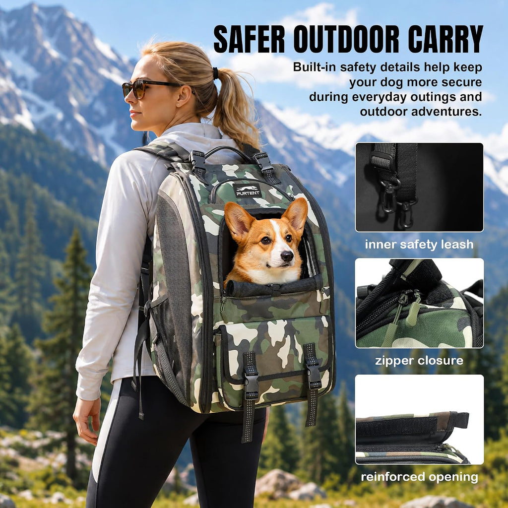 Dog Backpack Carrier for Hiking, Supportive Small Dog Carrier Up to 20 lb