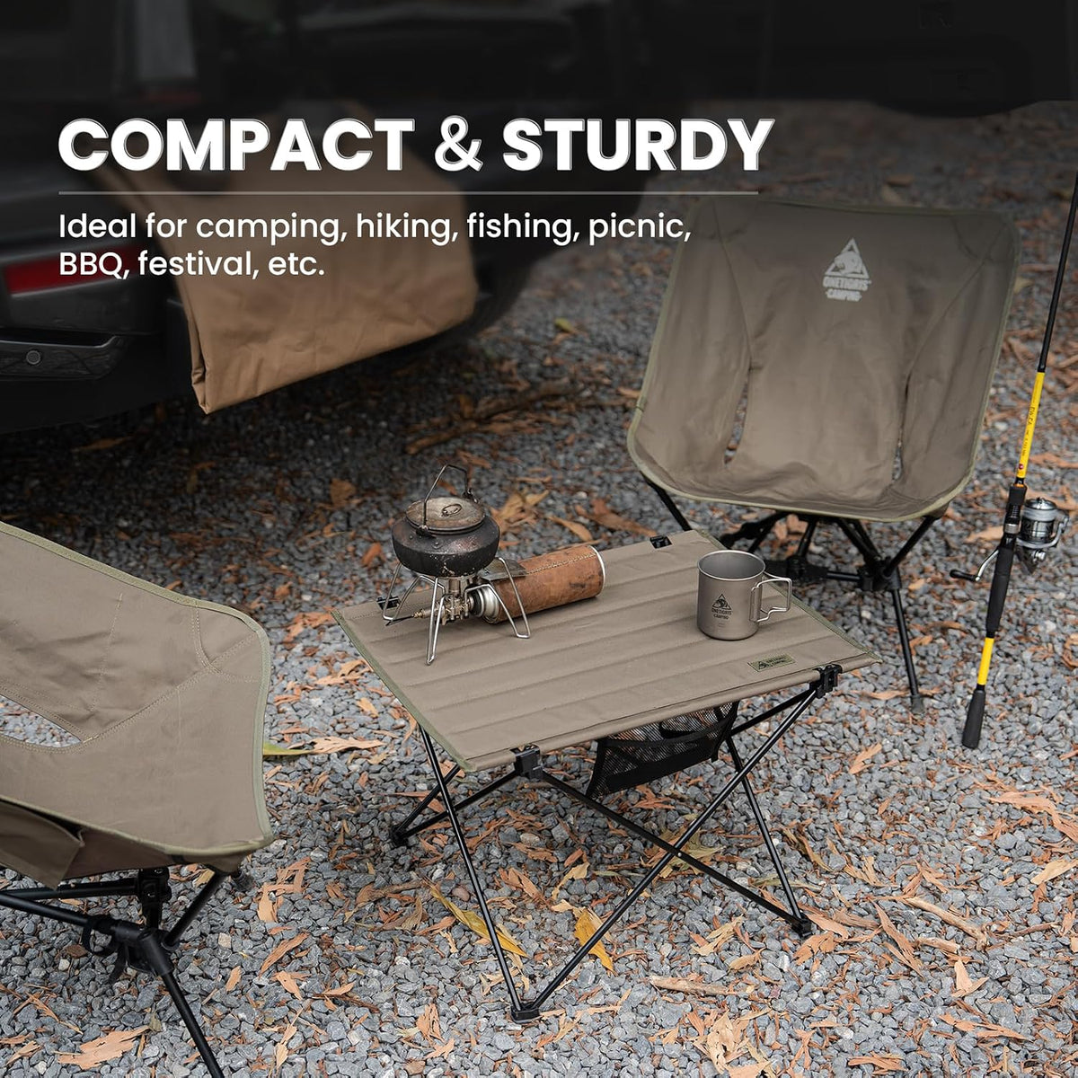 ONETIGRIS Foldable Camping Table, Lightweight Portable Table Sturdy & Quick Setup, Holds Up to 66 lbs, Perfect for Camping, Hiking, Backpacking, Picnic, Beach, Travel