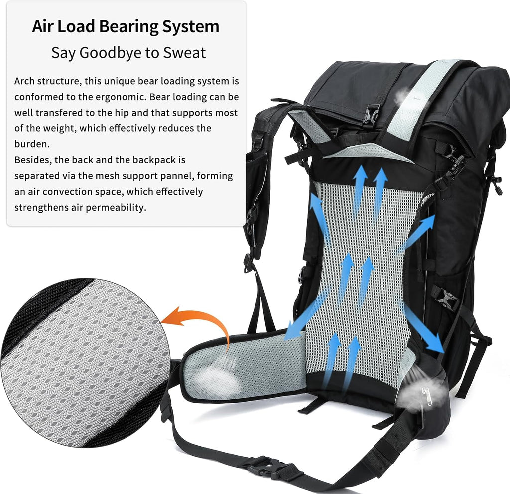 Hiking Backpack,40L to 50L Extra Large Capacity Hiking Bag,Internal Frame Camping Backpack,Upgraded X-PAC Lightweight Sport Daypack Travel Backpack Fit For Mountain Climbing Camping(Black)