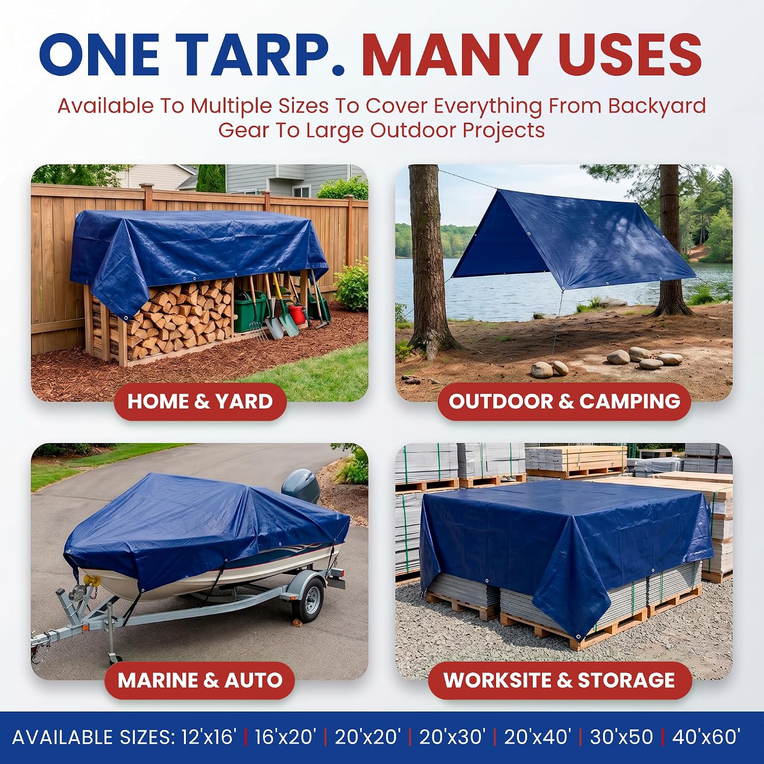 Striker Blue Tarp, Waterproof, UV Resistent, Covers 1178 Sq. Ft '30by40'