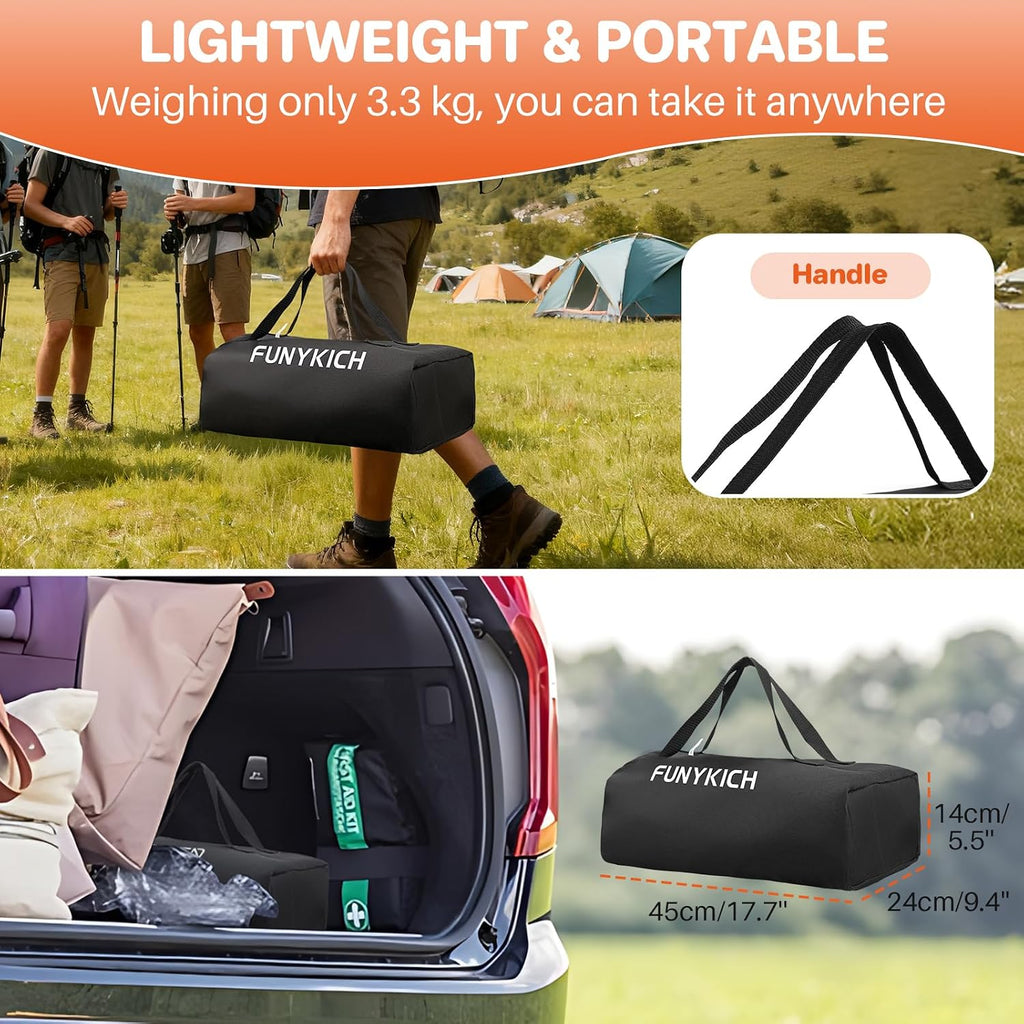 FUNYKICH Folding Camping Square Table, 2 Height Adjustable 17.3'' & 27.6''