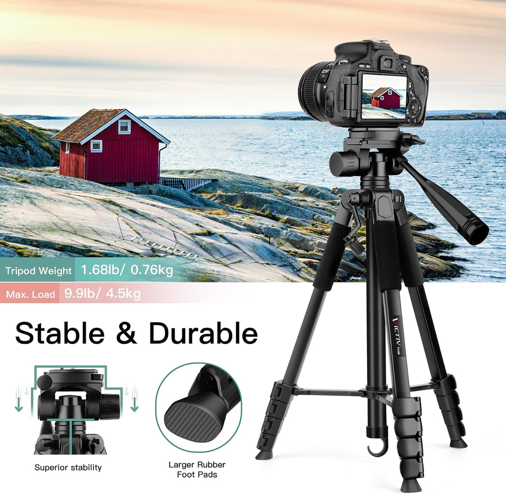 VICTIV Camera Tripod, 68" Phone Tripod for Tablet iPad iPhone with Remote