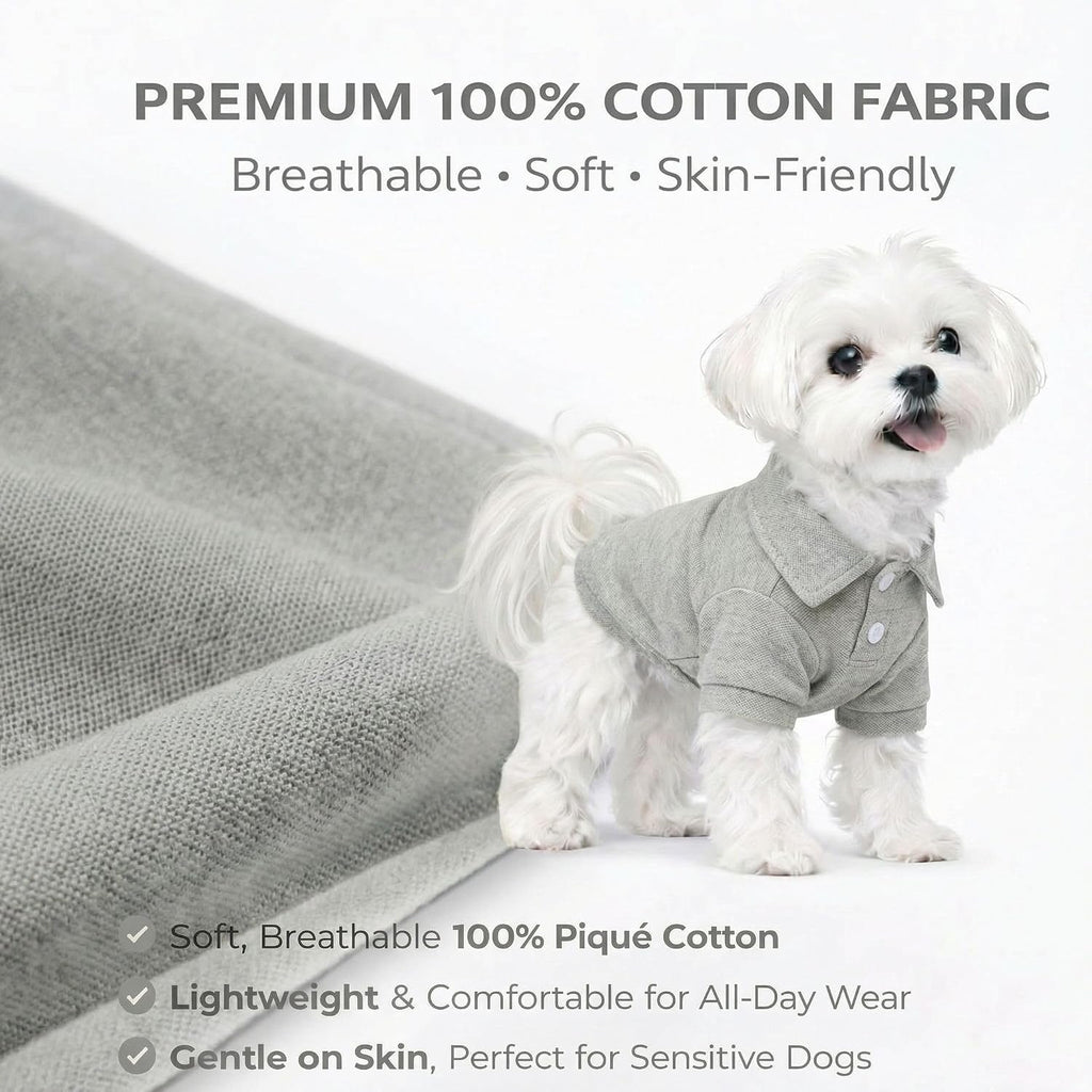 lovelonglong Basic Dog Polo Shirts Premium Cotton, Polo T-Shirts for Large Medium Small Dogs with a Two-Button Collar Blank Color Gray XL