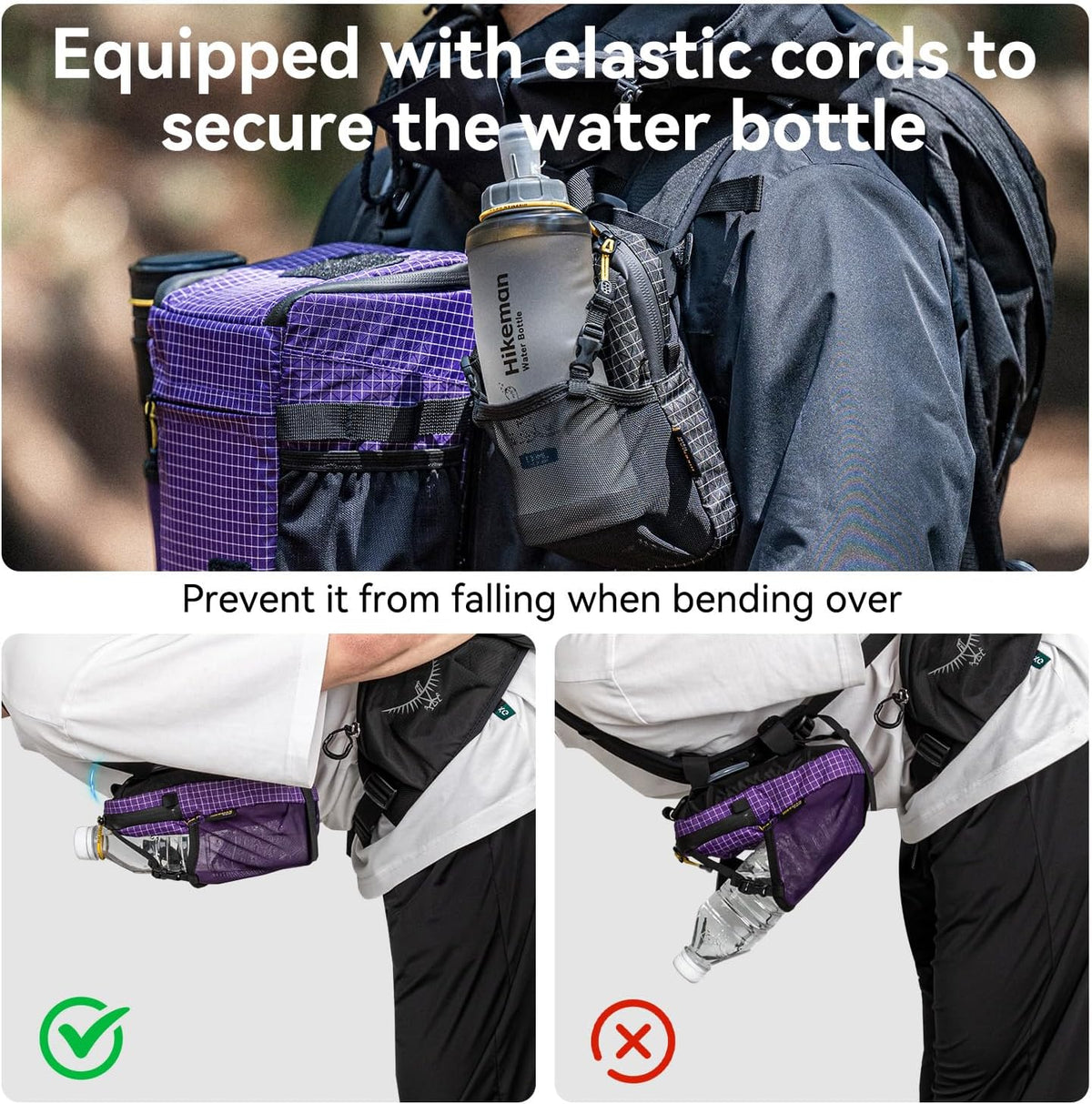 HIKEMAN Backpack Shoulder Strap Pouch - Smartphone Strap Pack,Waterproof Backpack Strap Pocket Attachment Bag for Hikers,Small Crossbody Bag Waist Pack for Sports Hiking Camping(Purple)