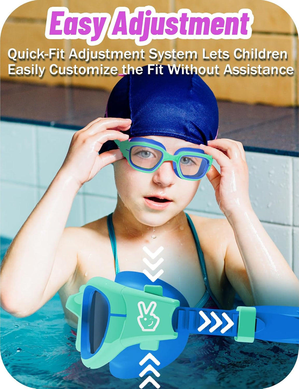 Vvinca Kids Swim Goggles Anti-Fog UV Protection No Leak for 3-14 Pool Swim