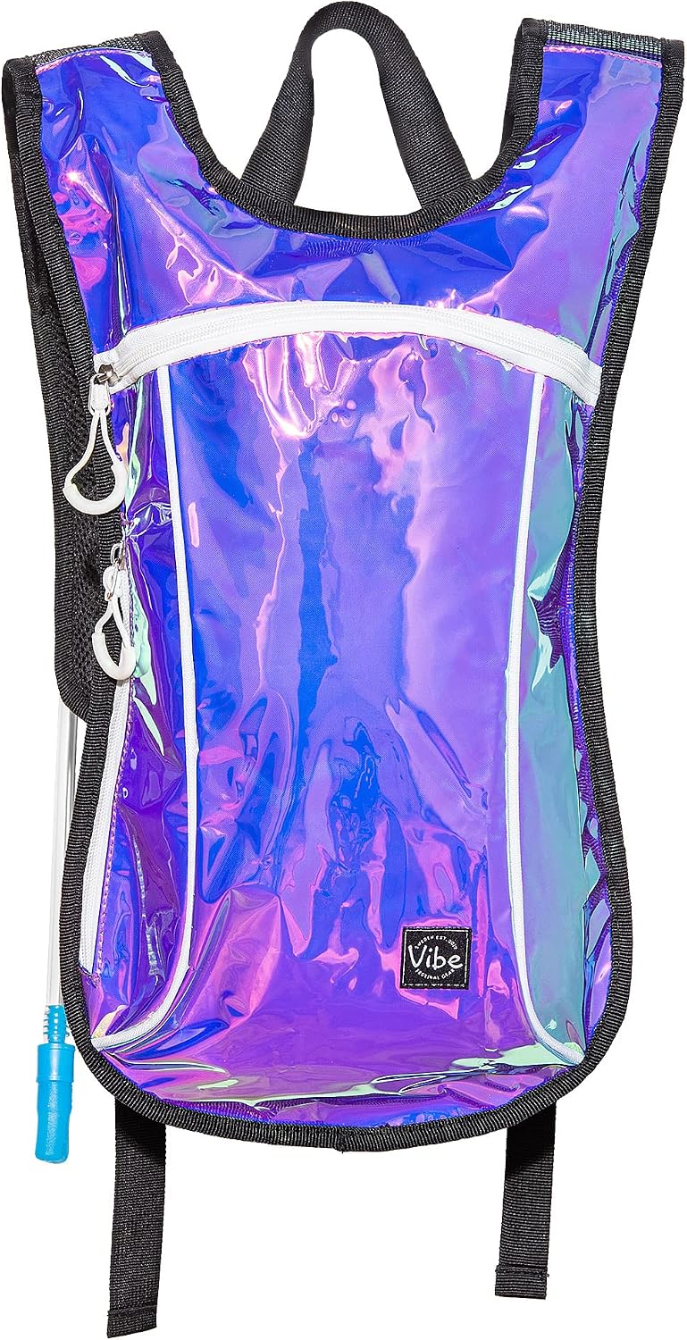 Vibe Festival Gear Rave Hydration Pack Backpack with 2L Water Bladder for Women Men – Festival Hydropack, Hydro Pack, Leak Proof, Lightweight – Teens, Party, Hiking, Running, Outdoor Sports
