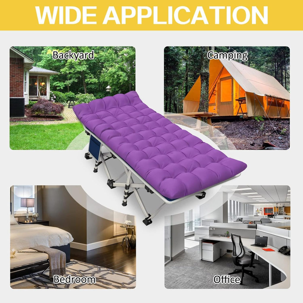 2 Pack Camping Cot with Comfortable Mattress, Folding Camping Bed