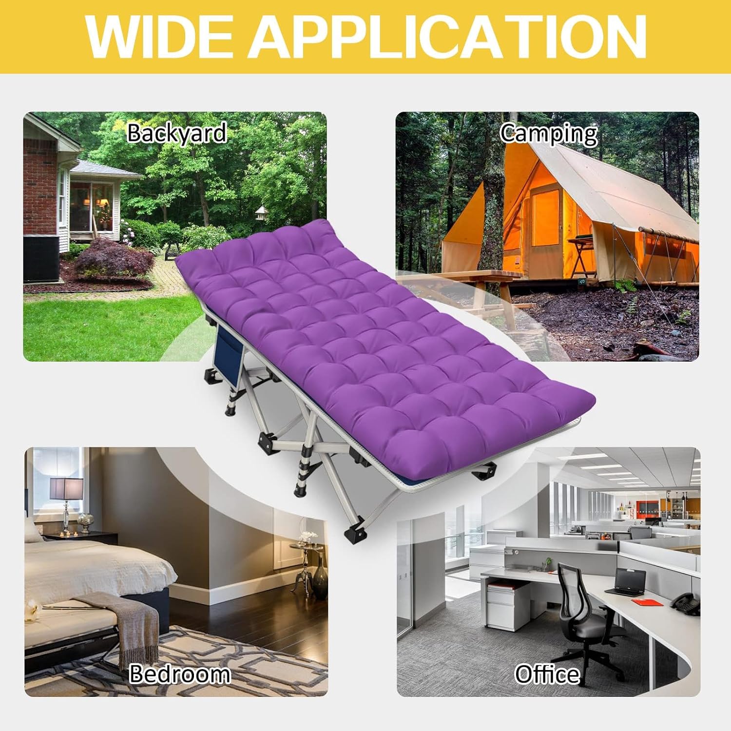 2 Pack Camping Cot with Comfortable Mattress, Folding Camping Bed