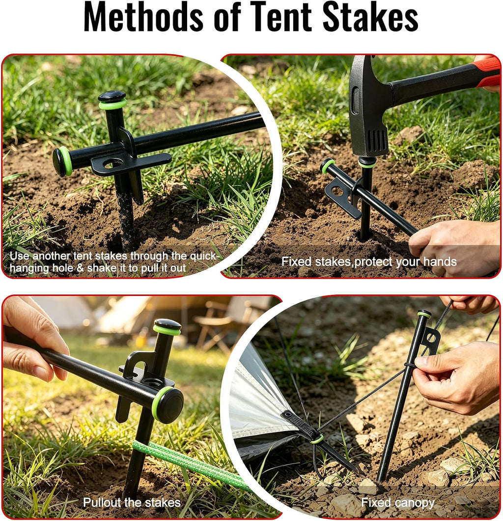 DESHIL 12 Pack Tent Stakes Heavy Duty Tent Stakes with Camping Hammers