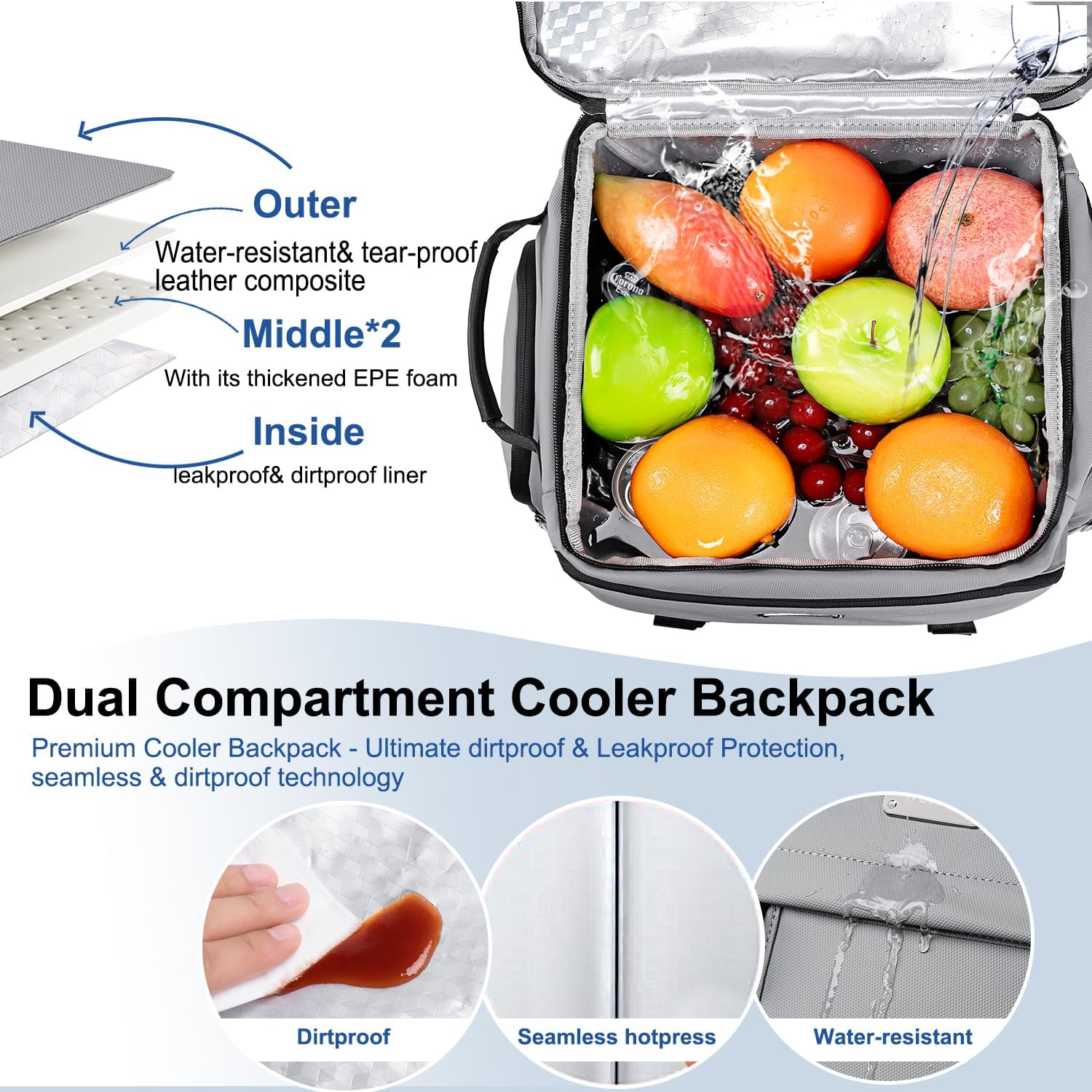 Weitars Insulated Cooler Backpack,Waterproof Soft Cooler Bag 31L/52 Can