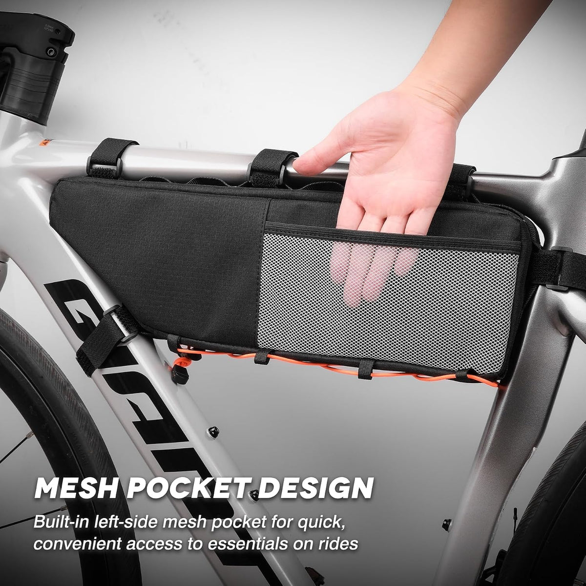 Bike Frame Bag Bicycle Bag for MTB Road Bike, Bike Triangle Bag, 2.7L Large Capacity Cycling Bag, Water-resistant Fabric, Universal Fit MTB, Road Bike, E-bike, Bike Accessories
