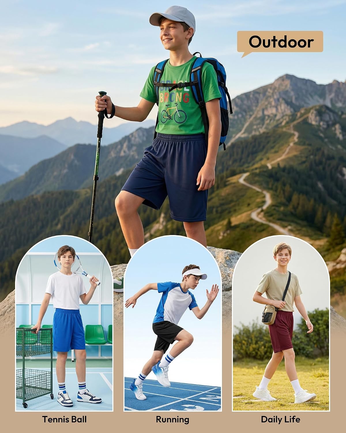 BVNSOZ Boys Basketball Athletic Shorts with Pockets