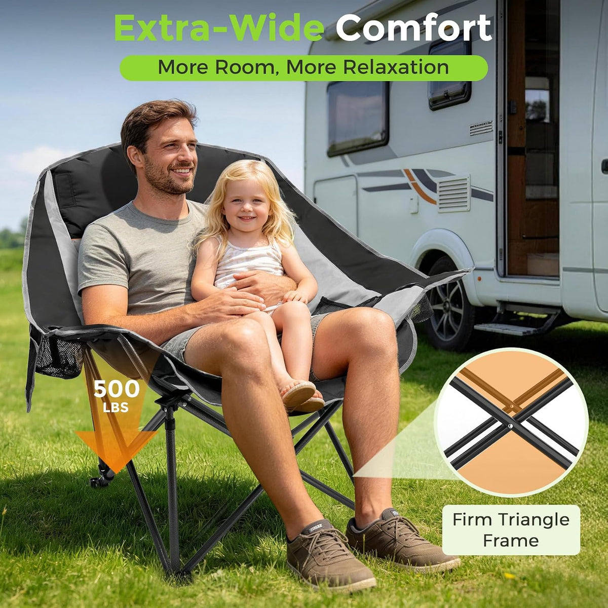 Suteck Oversized Camping Chairs for Adults - 500LBS Padded Camp Chair