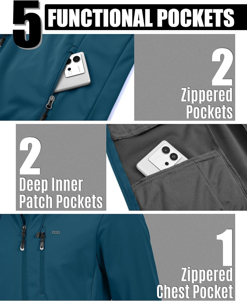 33,000ft Men's Softshell Jacket Hooded Waterproof Windbreaker Rain Jacket