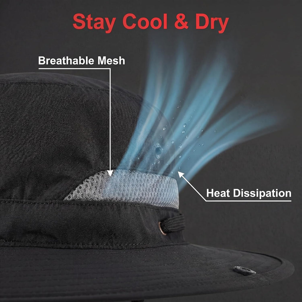Connectyle Wide Brim Sun Hat for Men Women UPF 50+ Outdoor Cowboy Hat UV Protection Bucket Hat for Fishing Hiking Travel