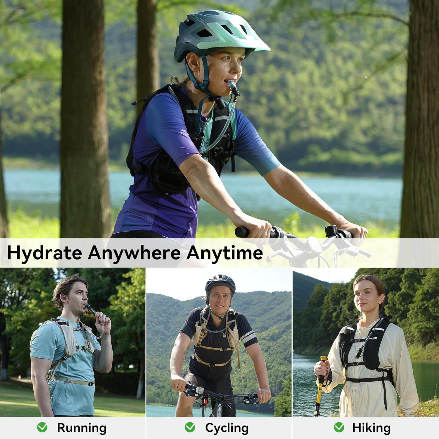 MARCHWAY Lightweight TPU Hydration Bladder 2L/3L for Hydration Packs, Slide-Seal Wide Mouth Water Reservoir Bag with Carry Handle for Hiking, Cycling, Running, Camping, Travel