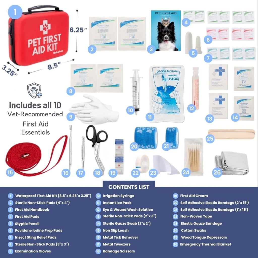 Dog First Aid Kit - Vet-Approved Emergency Kit for Dogs & Cats - Essential