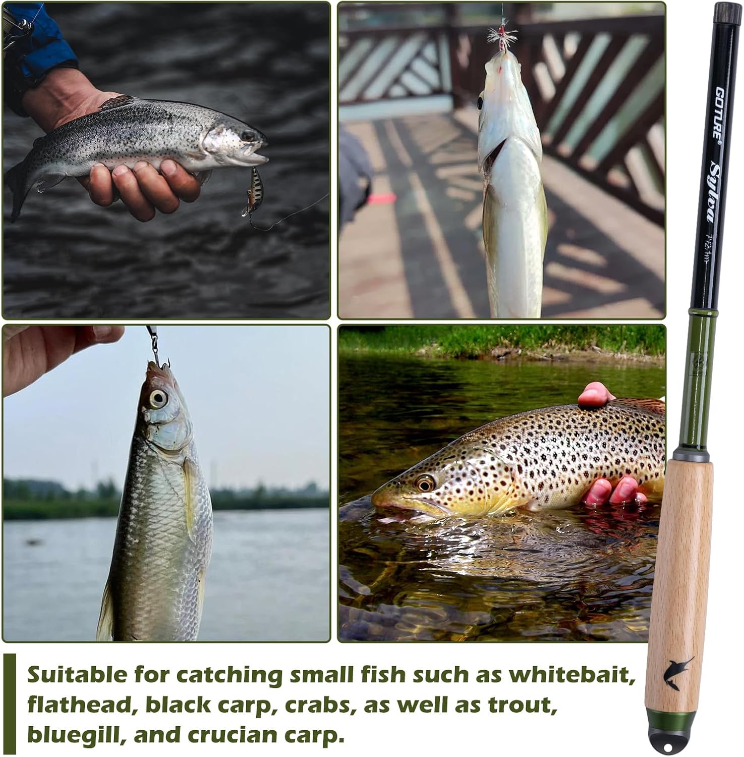 Goture 2pcs Tenkara Fishing Pole Inshore Streams Rivers Micro Fishing