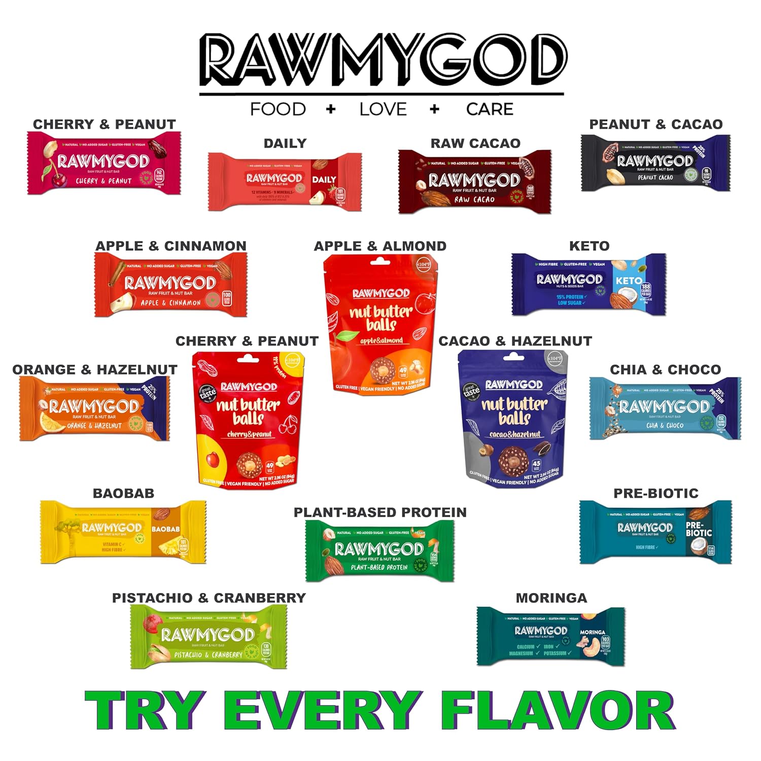 RAWMYGOD Fruit and Nut Bars, Good Source of Protein (10g, 25% protein content), Gluten Free, Vegan, No Added Sugar (16 bars, Orange & Hazelnut)