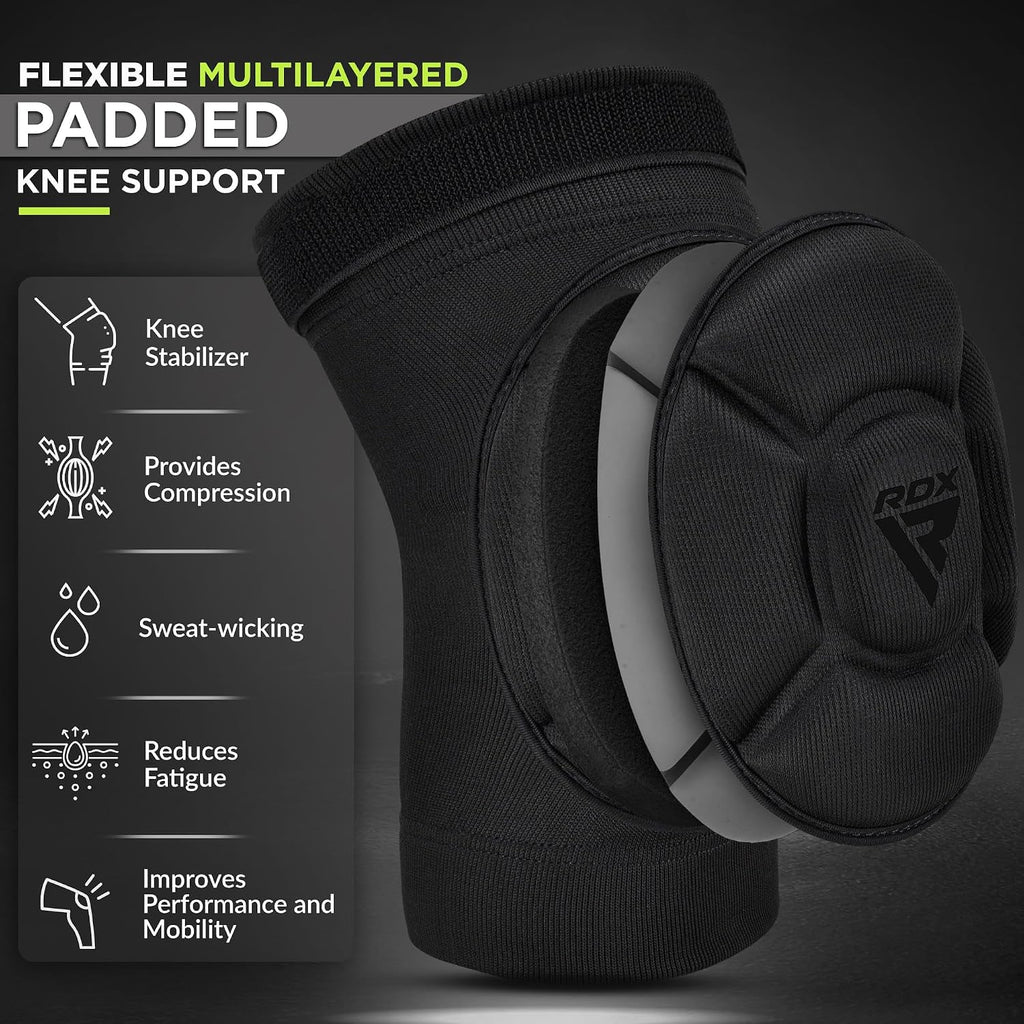 RDX Knee Pads for Work, Oeko TEX Certified, Anti-Slip Protective Thick Padded Foam Pad, Collision Avoidance Sleeves Pair, MMA Muay Thai Grappling Volleyball Football Wrestling Gardening.