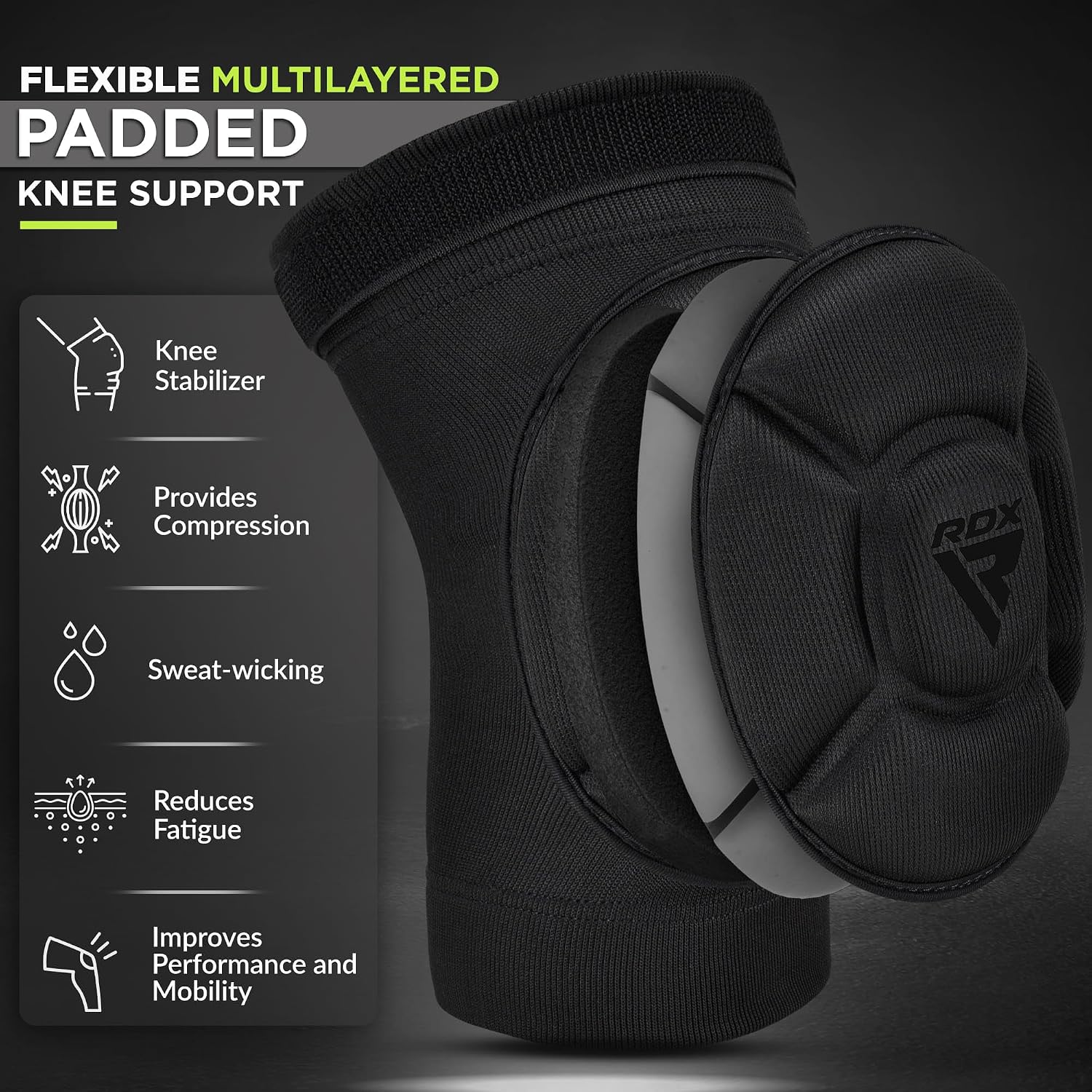 RDX Knee Pads for Work, Oeko TEX Certified, Anti-Slip Protective Thick Padded Foam Pad, Collision Avoidance Sleeves Pair, MMA Muay Thai Grappling Volleyball Football Wrestling Gardening.