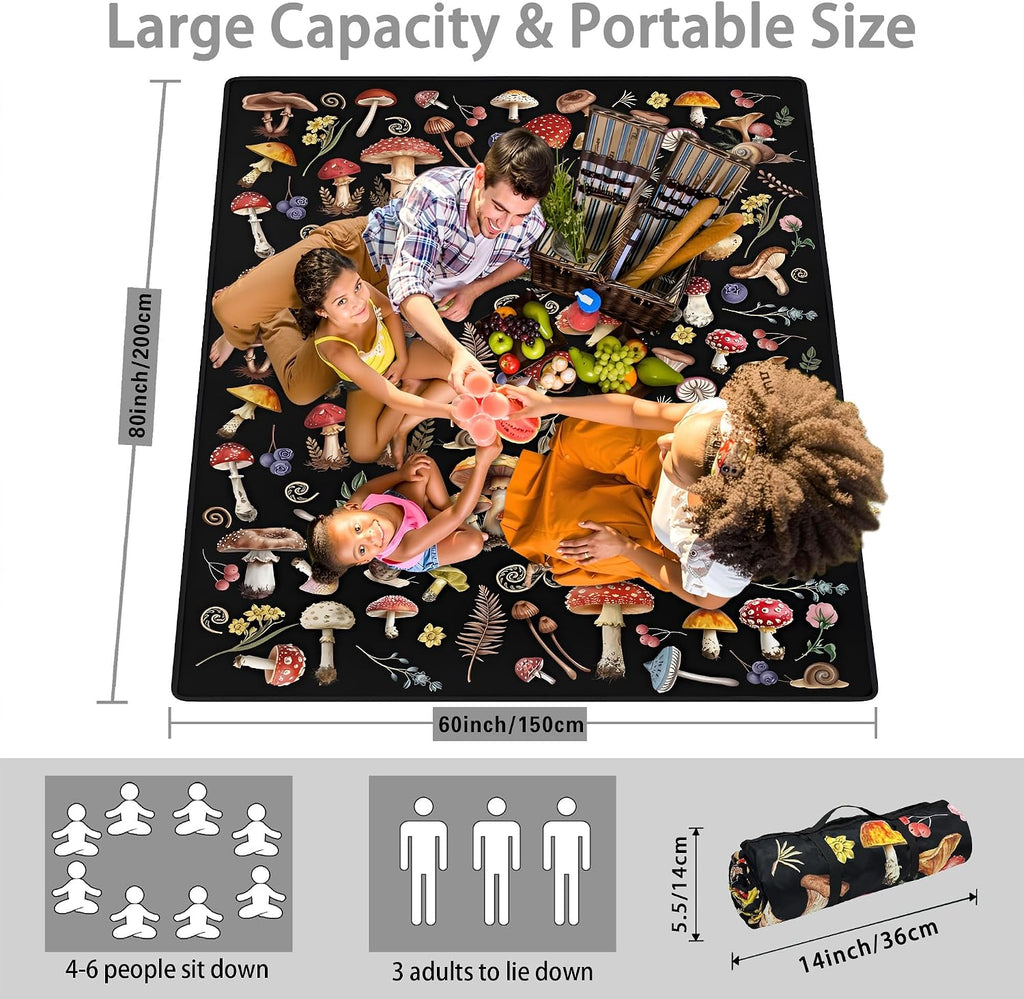 Supfitness Extra Large Picnic Blankets Waterproof Foldable (60 "x 80") Beach Blanket Waterproof Sandproof,3-Layer Thicking Mat Outdoor Packable Camping Blanket
