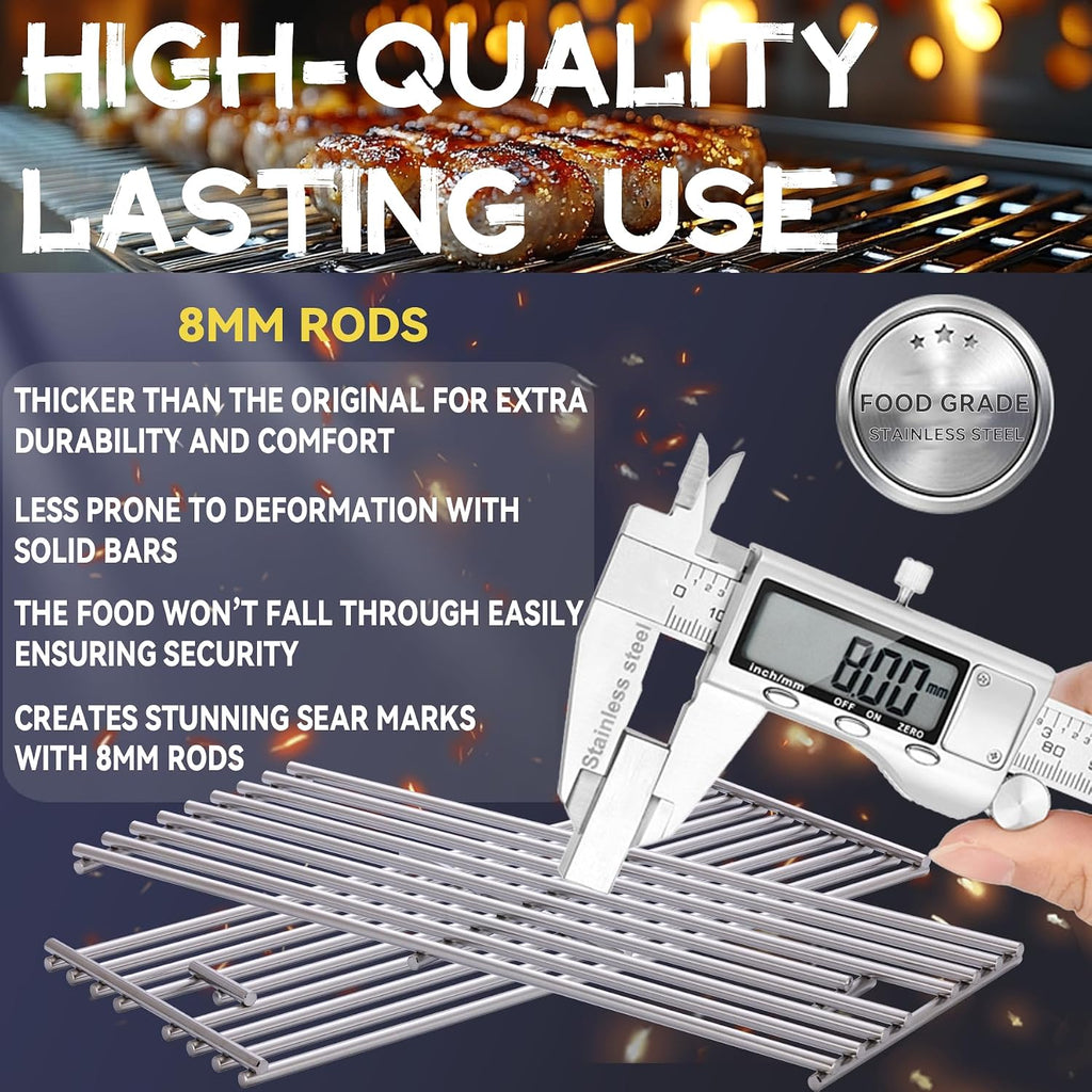 1 Pack 8mm Process Upgrade 7.5 x 19.25In Stainless Steel BBQ Grill Grate Replacement Part for Bull 16517 BBQ Angus,Lonstar Select 87048,87049,Brahma,Outlaw Steer Premium 69008,69009, 7 Burner Premium