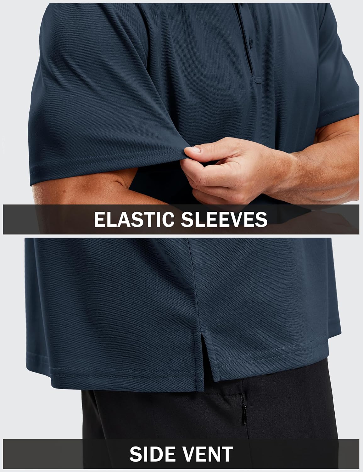 TACVASEN Men's Polo Shirts Short Sleeve Dry Fit Collared Golf Shirt