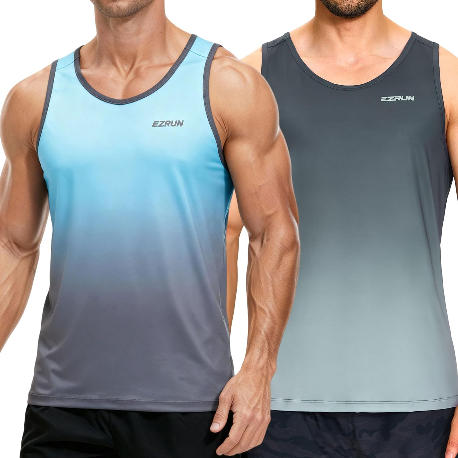 EZRUN Men's Quick Dry Tank Top UPF 50+ Workout Shirt for Gym & Running