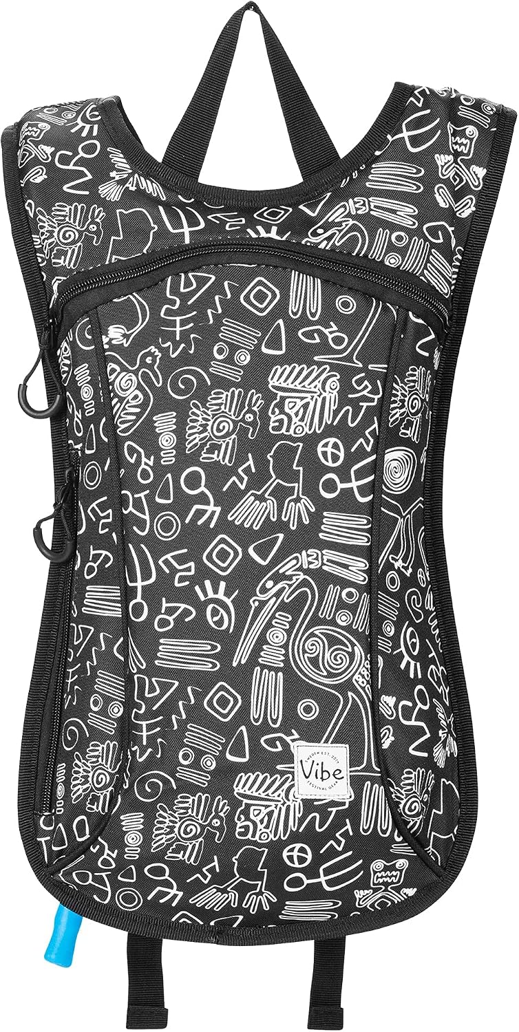 Vibe Festival Gear Rave Hydration Pack Backpack with 2L Water Bladder for Women Men – Festival Hydropack, Hydro Pack, Leak Proof, Lightweight – Teens, Party, Hiking, Running, Outdoor Sports