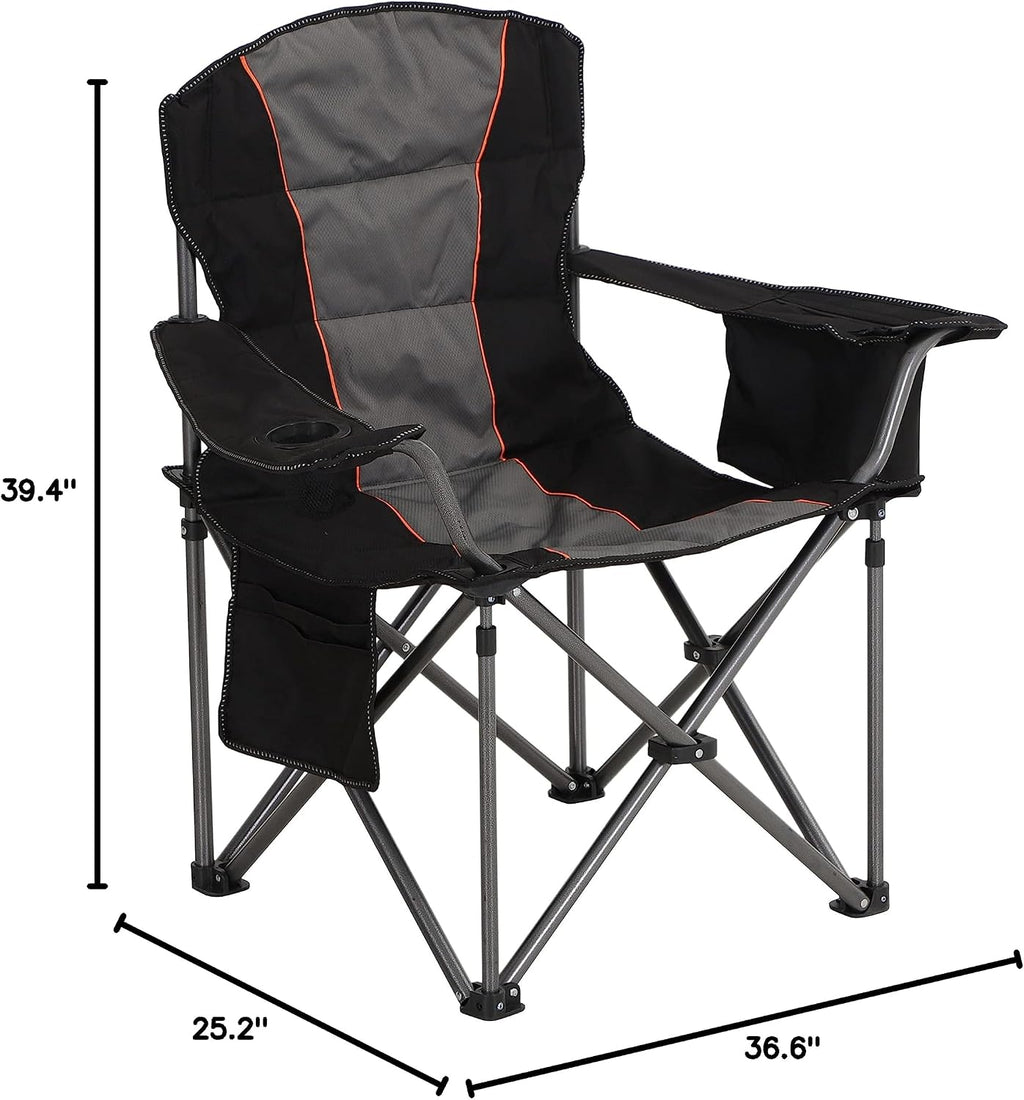 Heavy Duty Oversized Portable Folding Camping Chairs Support 450 LBS Black