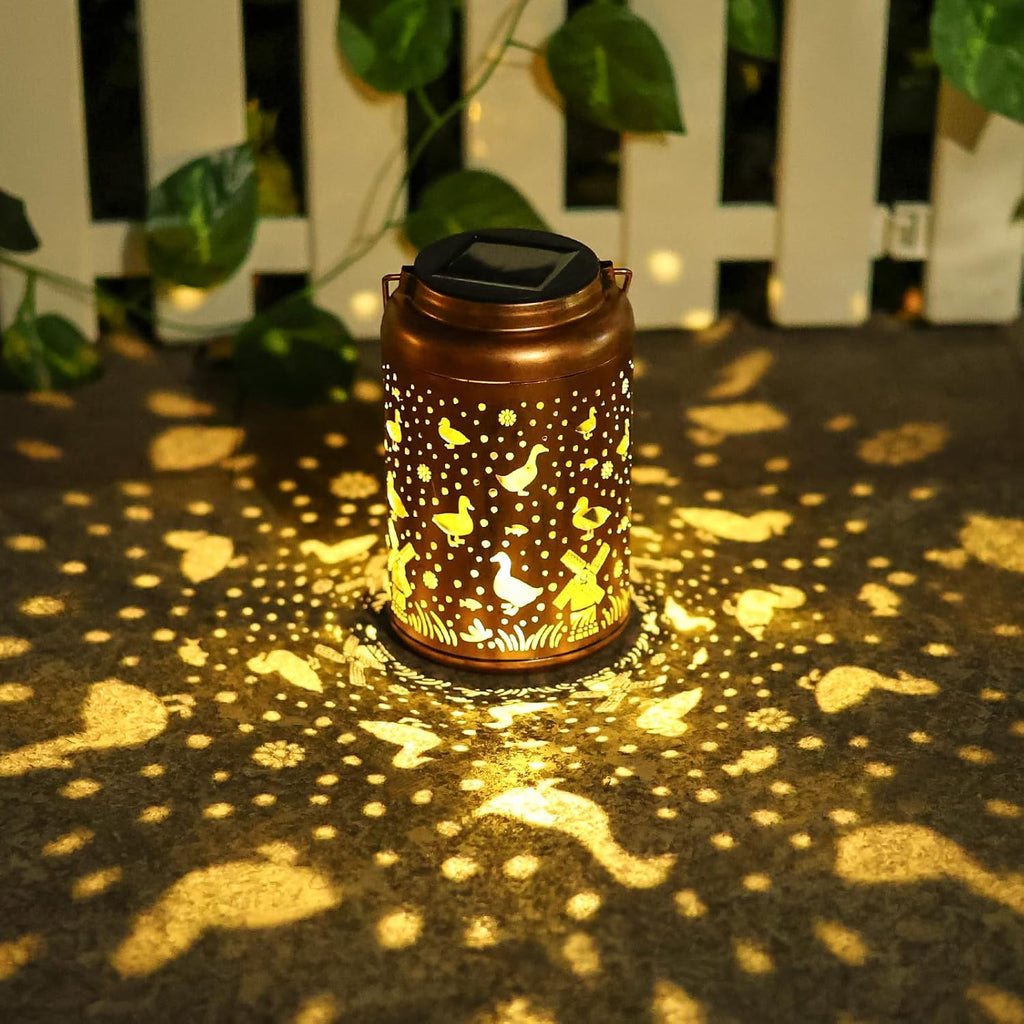 Duck Solar Lanterns Outdoor Waterproof,Hanging Solar Lights Duck Summer Garden Decor,Birthday Gifts for Women Men Metal Lantern Decoration Outside for Yard, Patio, Backyard, Porch, Pathway, Lawn