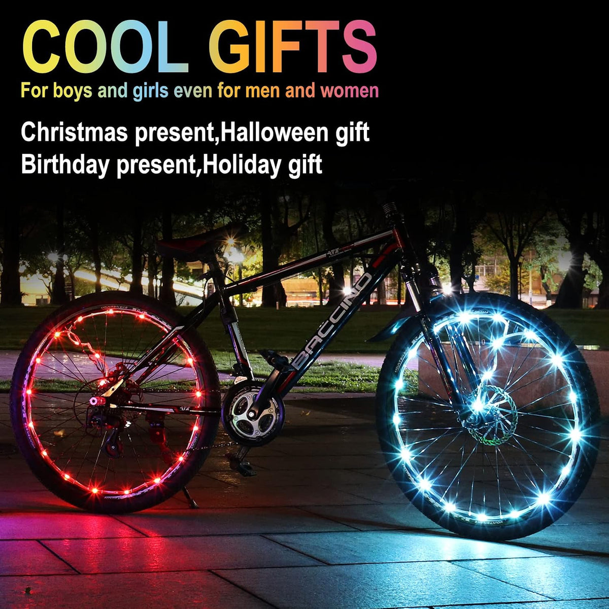 LED Bike Wheel Lights,2-Tire Pack USB Rechargeable Bike Lights with Batteries Included, Best Bicycle Lights - Stocking Stuffer Birthday Gift for Kids, Girls, Boys, Adults