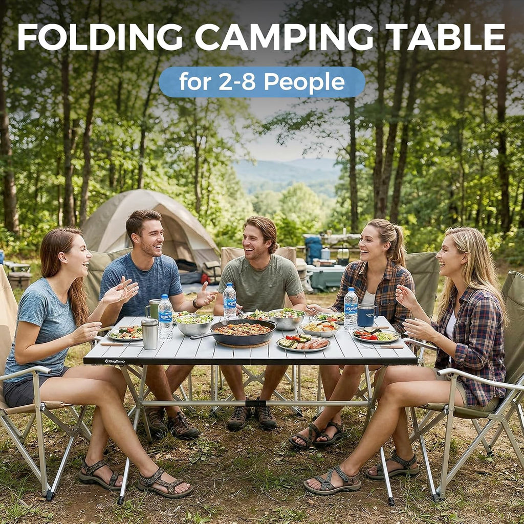 KingCamp 57.4" Oversized Folding Camping Table, Aluminum Roll Up Table