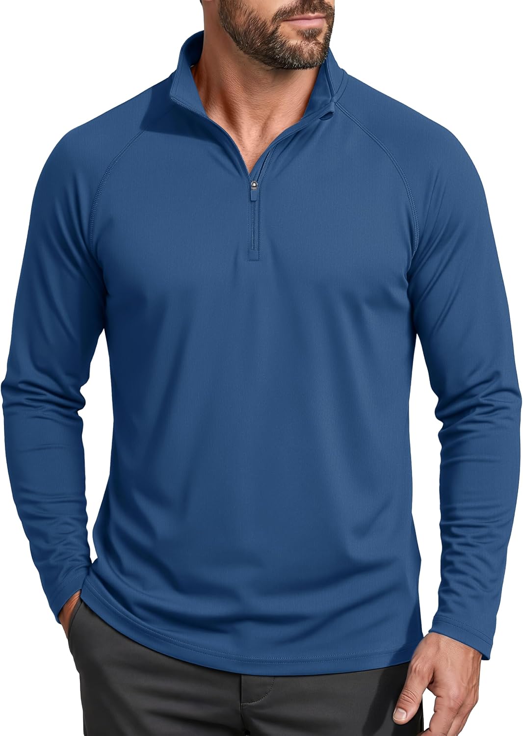 MAGCOMSEN Men's Long Sleeve Sun Shirts UPF 50+ Tees 1/4 Zip Fishing Running Rash Guard Athletic T-Shirts