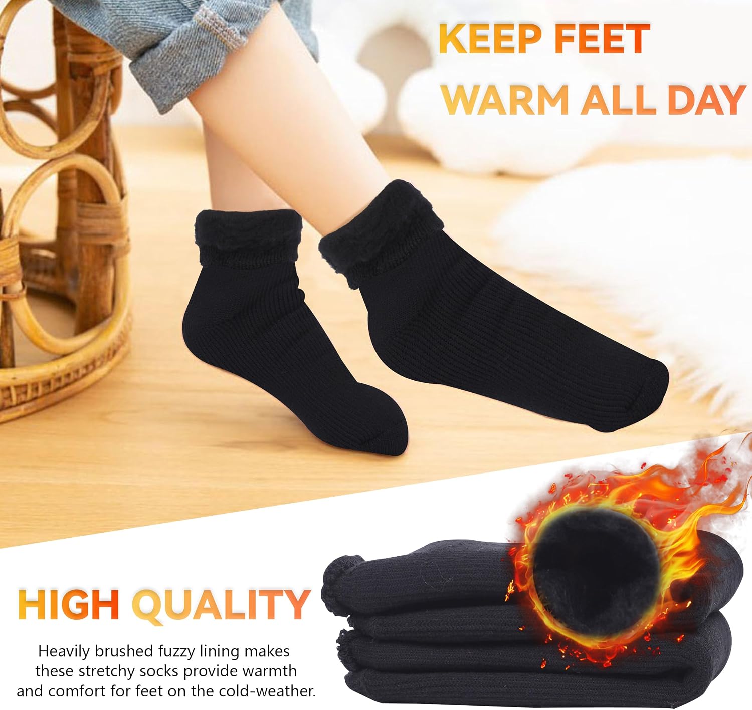 Sunew 4 Pairs Thermal Socks Skiing Snowboarding Hiking Mens Womens 7X Warmer Winter Crew Boot Socks